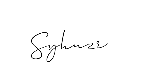 Use a signature maker to create a handwritten signature online. With this signature software, you can design (Allison_Script) your own signature for name Syhnzr. Syhnzr signature style 2 images and pictures png