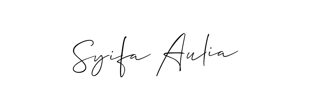 Also You can easily find your signature by using the search form. We will create Syifa Aulia name handwritten signature images for you free of cost using Allison_Script sign style. Syifa Aulia signature style 2 images and pictures png