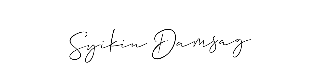 Also You can easily find your signature by using the search form. We will create Syikin Damsag name handwritten signature images for you free of cost using Allison_Script sign style. Syikin Damsag signature style 2 images and pictures png
