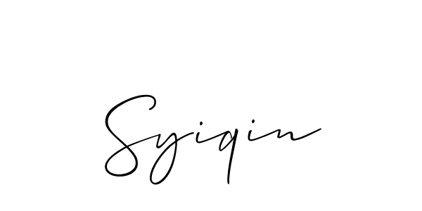 It looks lik you need a new signature style for name Syiqin. Design unique handwritten (Allison_Script) signature with our free signature maker in just a few clicks. Syiqin signature style 2 images and pictures png