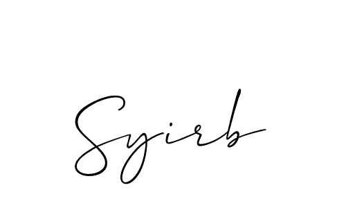 Design your own signature with our free online signature maker. With this signature software, you can create a handwritten (Allison_Script) signature for name Syirb. Syirb signature style 2 images and pictures png