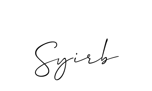 Design your own signature with our free online signature maker. With this signature software, you can create a handwritten (Allison_Script) signature for name Syirb. Syirb signature style 2 images and pictures png