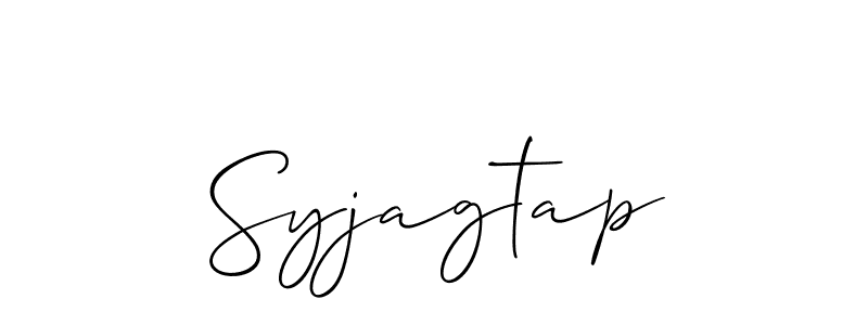 Allison_Script is a professional signature style that is perfect for those who want to add a touch of class to their signature. It is also a great choice for those who want to make their signature more unique. Get Syjagtap name to fancy signature for free. Syjagtap signature style 2 images and pictures png