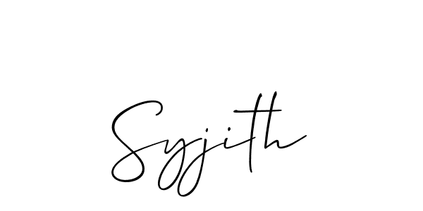 Use a signature maker to create a handwritten signature online. With this signature software, you can design (Allison_Script) your own signature for name Syjith. Syjith signature style 2 images and pictures png