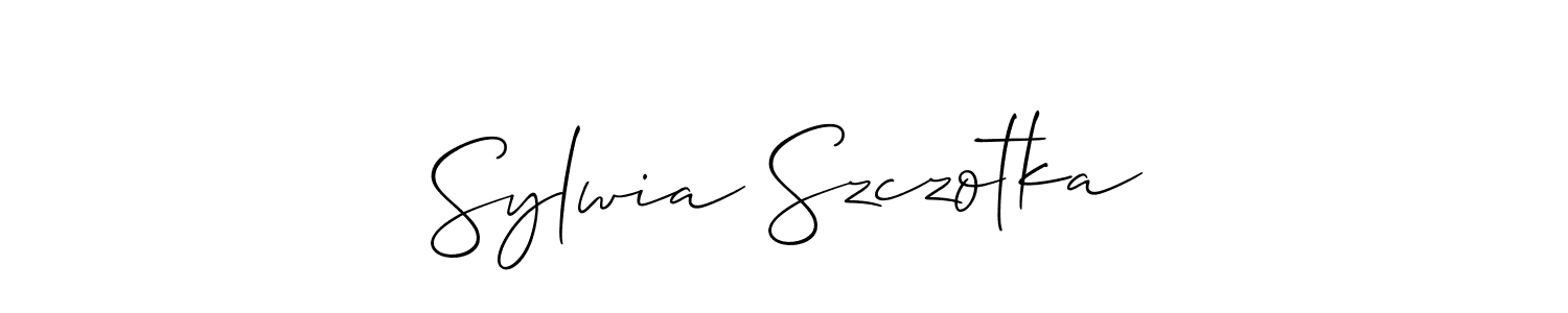 Create a beautiful signature design for name Sylwia Szczotka. With this signature (Allison_Script) fonts, you can make a handwritten signature for free. Sylwia Szczotka signature style 2 images and pictures png