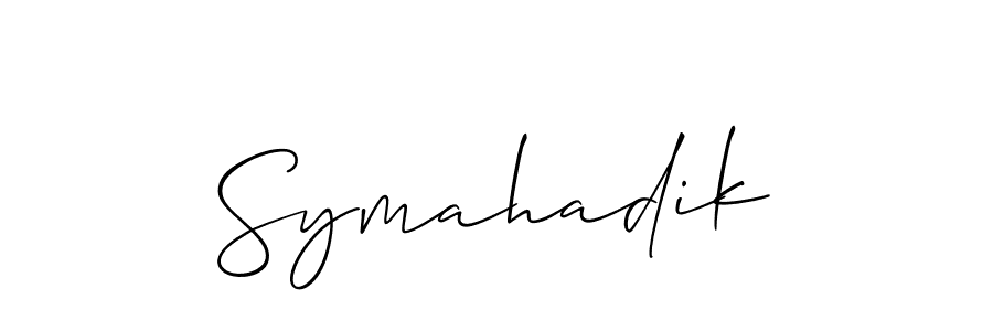 Use a signature maker to create a handwritten signature online. With this signature software, you can design (Allison_Script) your own signature for name Symahadik. Symahadik signature style 2 images and pictures png