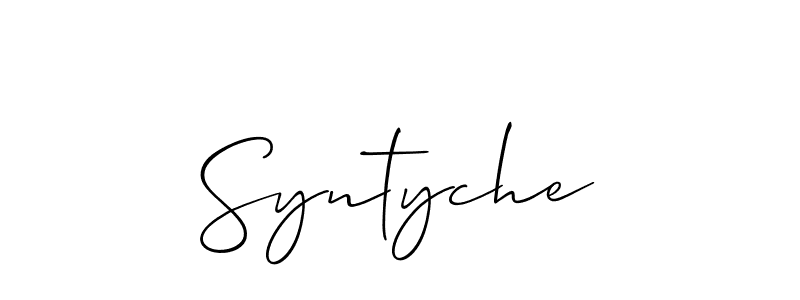 Similarly Allison_Script is the best handwritten signature design. Signature creator online .You can use it as an online autograph creator for name Syntyche. Syntyche signature style 2 images and pictures png