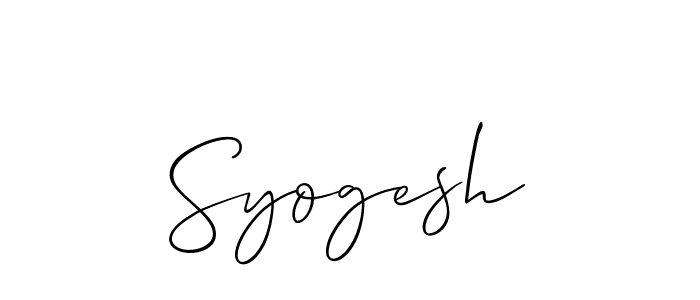 Create a beautiful signature design for name Syogesh. With this signature (Allison_Script) fonts, you can make a handwritten signature for free. Syogesh signature style 2 images and pictures png