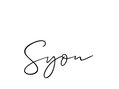 Design your own signature with our free online signature maker. With this signature software, you can create a handwritten (Allison_Script) signature for name Syon. Syon signature style 2 images and pictures png