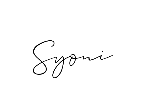 Make a beautiful signature design for name Syoni. With this signature (Allison_Script) style, you can create a handwritten signature for free. Syoni signature style 2 images and pictures png