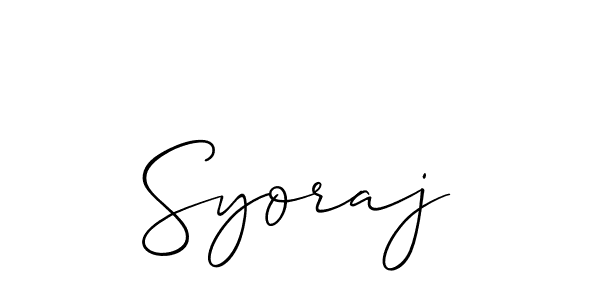 It looks lik you need a new signature style for name Syoraj. Design unique handwritten (Allison_Script) signature with our free signature maker in just a few clicks. Syoraj signature style 2 images and pictures png