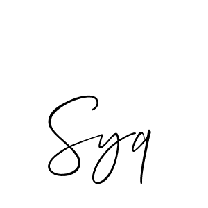 The best way (Allison_Script) to make a short signature is to pick only two or three words in your name. The name Syq include a total of six letters. For converting this name. Syq signature style 2 images and pictures png