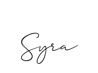 Design your own signature with our free online signature maker. With this signature software, you can create a handwritten (Allison_Script) signature for name Syra. Syra signature style 2 images and pictures png