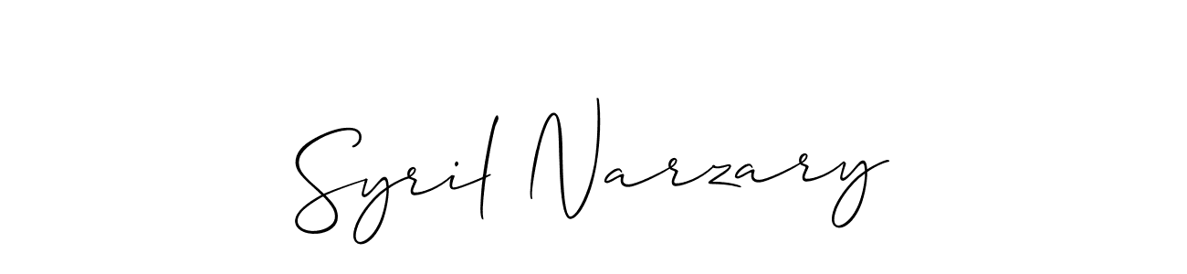 Use a signature maker to create a handwritten signature online. With this signature software, you can design (Allison_Script) your own signature for name Syril Narzary. Syril Narzary signature style 2 images and pictures png