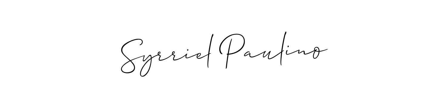 Allison_Script is a professional signature style that is perfect for those who want to add a touch of class to their signature. It is also a great choice for those who want to make their signature more unique. Get Syrriel Paulino name to fancy signature for free. Syrriel Paulino signature style 2 images and pictures png