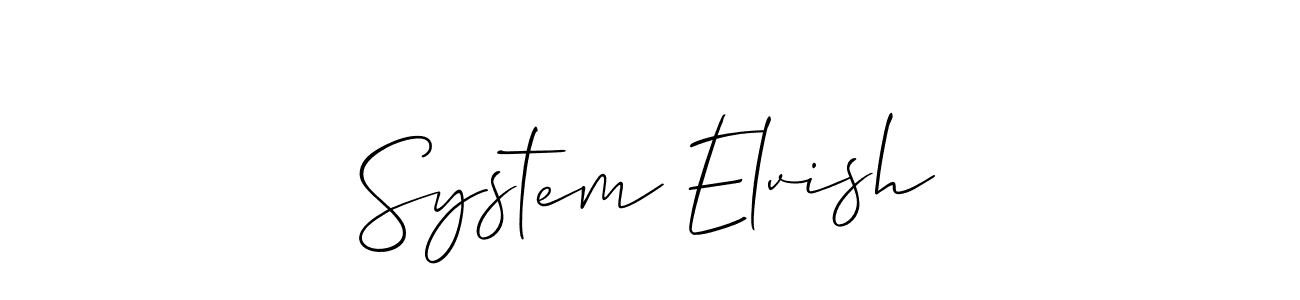 The best way (Allison_Script) to make a short signature is to pick only two or three words in your name. The name System Elvish include a total of six letters. For converting this name. System Elvish signature style 2 images and pictures png