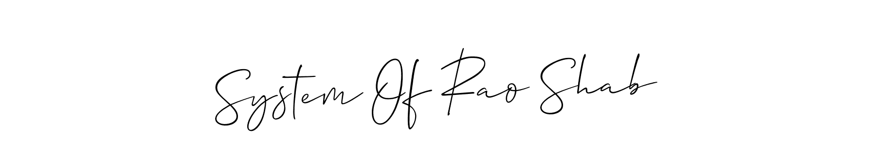 Similarly Allison_Script is the best handwritten signature design. Signature creator online .You can use it as an online autograph creator for name System Of Rao Shab. System Of Rao Shab signature style 2 images and pictures png