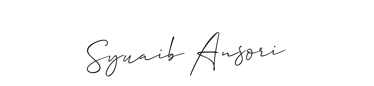 Design your own signature with our free online signature maker. With this signature software, you can create a handwritten (Allison_Script) signature for name Syuaib Ansori. Syuaib Ansori signature style 2 images and pictures png