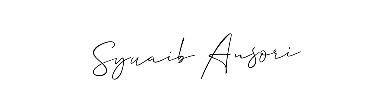 if you are searching for the best signature style for your name Syuaib Ansori. so please give up your signature search. here we have designed multiple signature styles  using Allison_Script. Syuaib Ansori signature style 2 images and pictures png