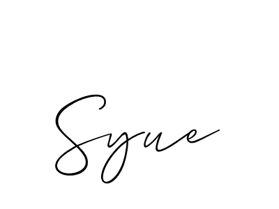 Create a beautiful signature design for name Syue. With this signature (Allison_Script) fonts, you can make a handwritten signature for free. Syue signature style 2 images and pictures png