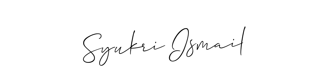 How to make Syukri Ismail name signature. Use Allison_Script style for creating short signs online. This is the latest handwritten sign. Syukri Ismail signature style 2 images and pictures png