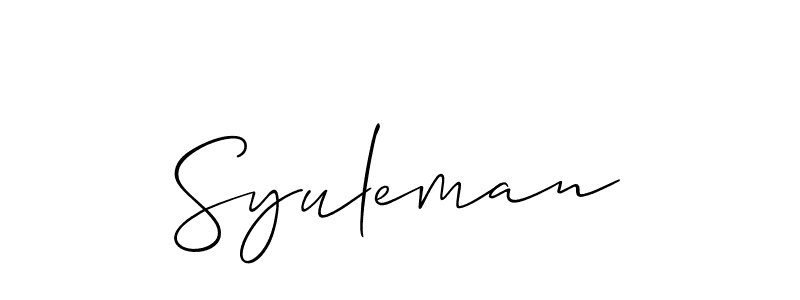 Use a signature maker to create a handwritten signature online. With this signature software, you can design (Allison_Script) your own signature for name Syuleman. Syuleman signature style 2 images and pictures png
