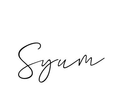 if you are searching for the best signature style for your name Syum. so please give up your signature search. here we have designed multiple signature styles  using Allison_Script. Syum signature style 2 images and pictures png