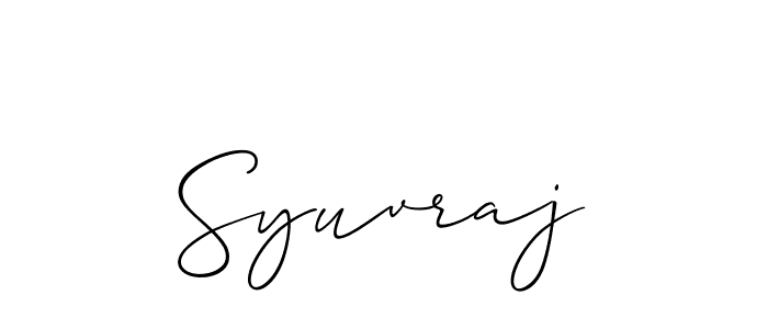 Allison_Script is a professional signature style that is perfect for those who want to add a touch of class to their signature. It is also a great choice for those who want to make their signature more unique. Get Syuvraj name to fancy signature for free. Syuvraj signature style 2 images and pictures png