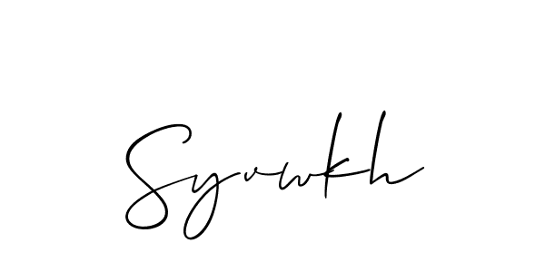 Use a signature maker to create a handwritten signature online. With this signature software, you can design (Allison_Script) your own signature for name Syvwkh. Syvwkh signature style 2 images and pictures png