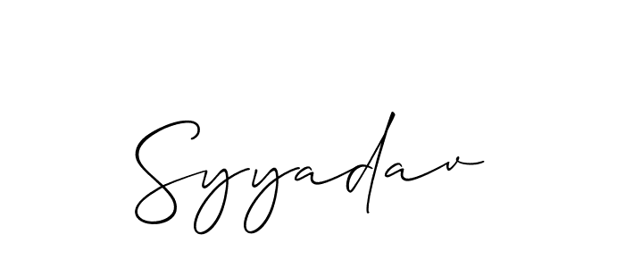 Similarly Allison_Script is the best handwritten signature design. Signature creator online .You can use it as an online autograph creator for name Syyadav. Syyadav signature style 2 images and pictures png