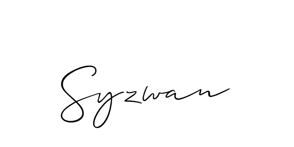 Syzwan stylish signature style. Best Handwritten Sign (Allison_Script) for my name. Handwritten Signature Collection Ideas for my name Syzwan. Syzwan signature style 2 images and pictures png