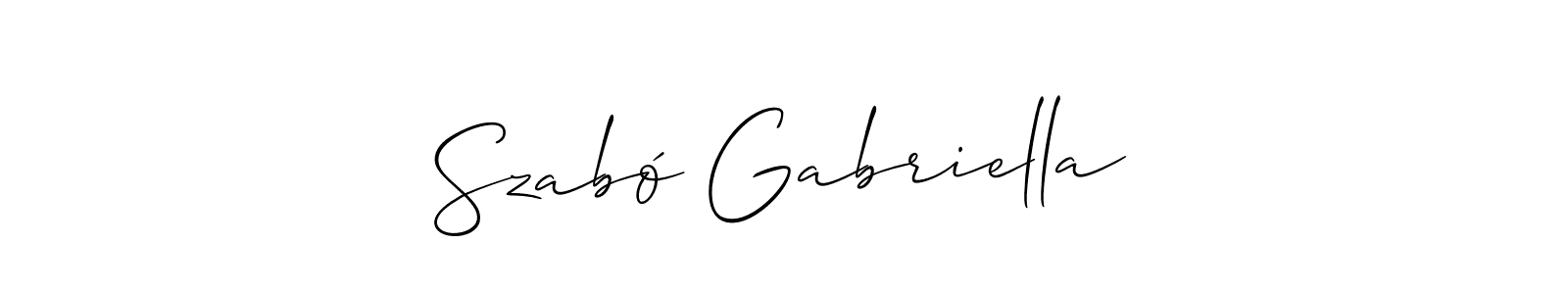 Make a short Szabó Gabriella signature style. Manage your documents anywhere anytime using Allison_Script. Create and add eSignatures, submit forms, share and send files easily. Szabó Gabriella signature style 2 images and pictures png