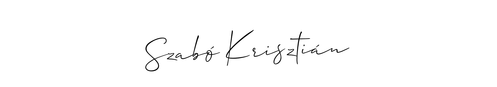 if you are searching for the best signature style for your name Szabó Krisztián. so please give up your signature search. here we have designed multiple signature styles  using Allison_Script. Szabó Krisztián signature style 2 images and pictures png