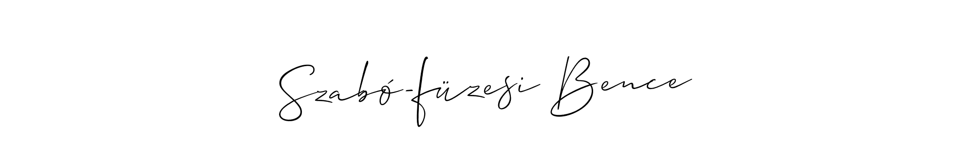 The best way (Allison_Script) to make a short signature is to pick only two or three words in your name. The name Szabó-füzesi Bence include a total of six letters. For converting this name. Szabó-füzesi Bence signature style 2 images and pictures png