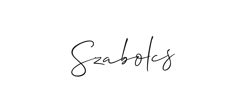 You should practise on your own different ways (Allison_Script) to write your name (Szabolcs) in signature. don't let someone else do it for you. Szabolcs signature style 2 images and pictures png