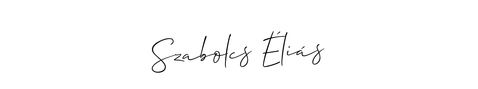 if you are searching for the best signature style for your name Szabolcs Éliás. so please give up your signature search. here we have designed multiple signature styles  using Allison_Script. Szabolcs Éliás signature style 2 images and pictures png