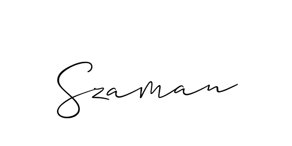 Design your own signature with our free online signature maker. With this signature software, you can create a handwritten (Allison_Script) signature for name Szaman. Szaman signature style 2 images and pictures png