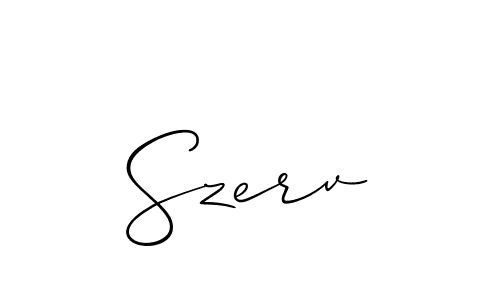 The best way (Allison_Script) to make a short signature is to pick only two or three words in your name. The name Szerv include a total of six letters. For converting this name. Szerv signature style 2 images and pictures png