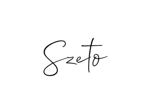 How to make Szeto signature? Allison_Script is a professional autograph style. Create handwritten signature for Szeto name. Szeto signature style 2 images and pictures png