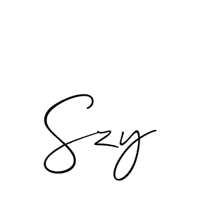 Use a signature maker to create a handwritten signature online. With this signature software, you can design (Allison_Script) your own signature for name Szy. Szy signature style 2 images and pictures png