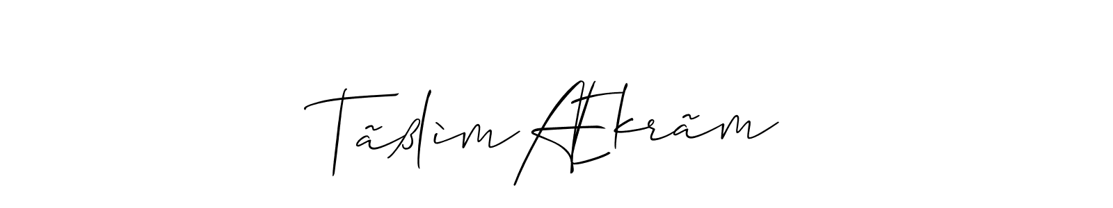 Use a signature maker to create a handwritten signature online. With this signature software, you can design (Allison_Script) your own signature for name TãßlìmÆkrãm. TãßlìmÆkrãm signature style 2 images and pictures png