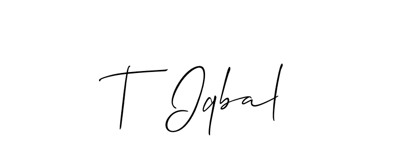 Use a signature maker to create a handwritten signature online. With this signature software, you can design (Allison_Script) your own signature for name T  Iqbal. T  Iqbal signature style 2 images and pictures png