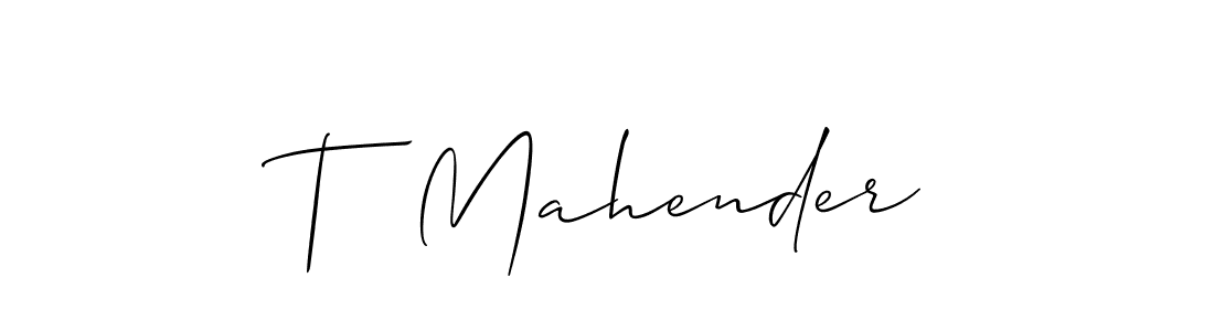 Also we have T  Mahender name is the best signature style. Create professional handwritten signature collection using Allison_Script autograph style. T  Mahender signature style 2 images and pictures png