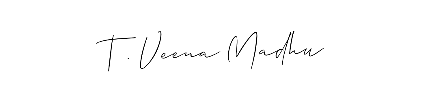 This is the best signature style for the T . Veena Madhu name. Also you like these signature font (Allison_Script). Mix name signature. T . Veena Madhu signature style 2 images and pictures png
