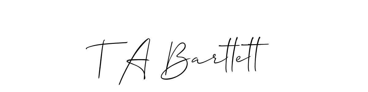 Similarly Allison_Script is the best handwritten signature design. Signature creator online .You can use it as an online autograph creator for name T A Bartlett. T A Bartlett signature style 2 images and pictures png