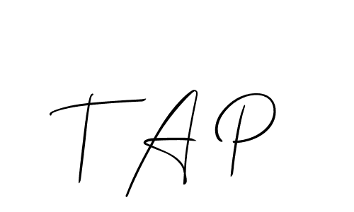 Also You can easily find your signature by using the search form. We will create T A P name handwritten signature images for you free of cost using Allison_Script sign style. T A P signature style 2 images and pictures png