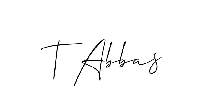 Use a signature maker to create a handwritten signature online. With this signature software, you can design (Allison_Script) your own signature for name T Abbas. T Abbas signature style 2 images and pictures png