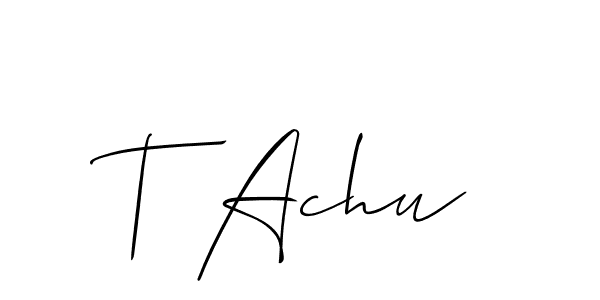 Design your own signature with our free online signature maker. With this signature software, you can create a handwritten (Allison_Script) signature for name T Achu. T Achu signature style 2 images and pictures png