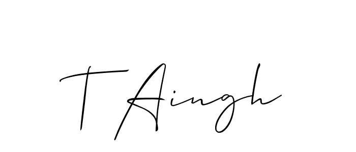 How to make T Aingh name signature. Use Allison_Script style for creating short signs online. This is the latest handwritten sign. T Aingh signature style 2 images and pictures png