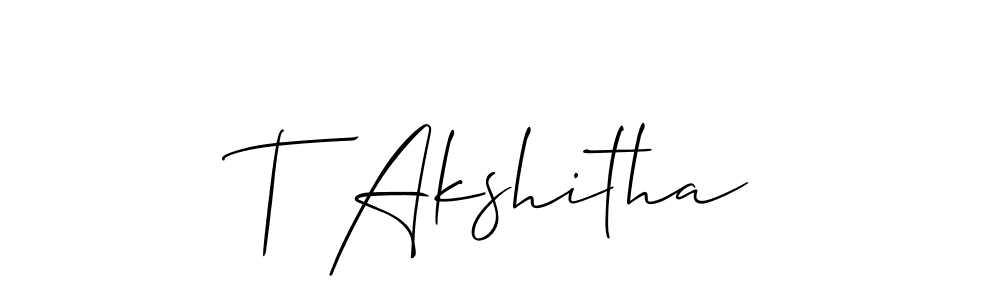 Similarly Allison_Script is the best handwritten signature design. Signature creator online .You can use it as an online autograph creator for name T Akshitha. T Akshitha signature style 2 images and pictures png